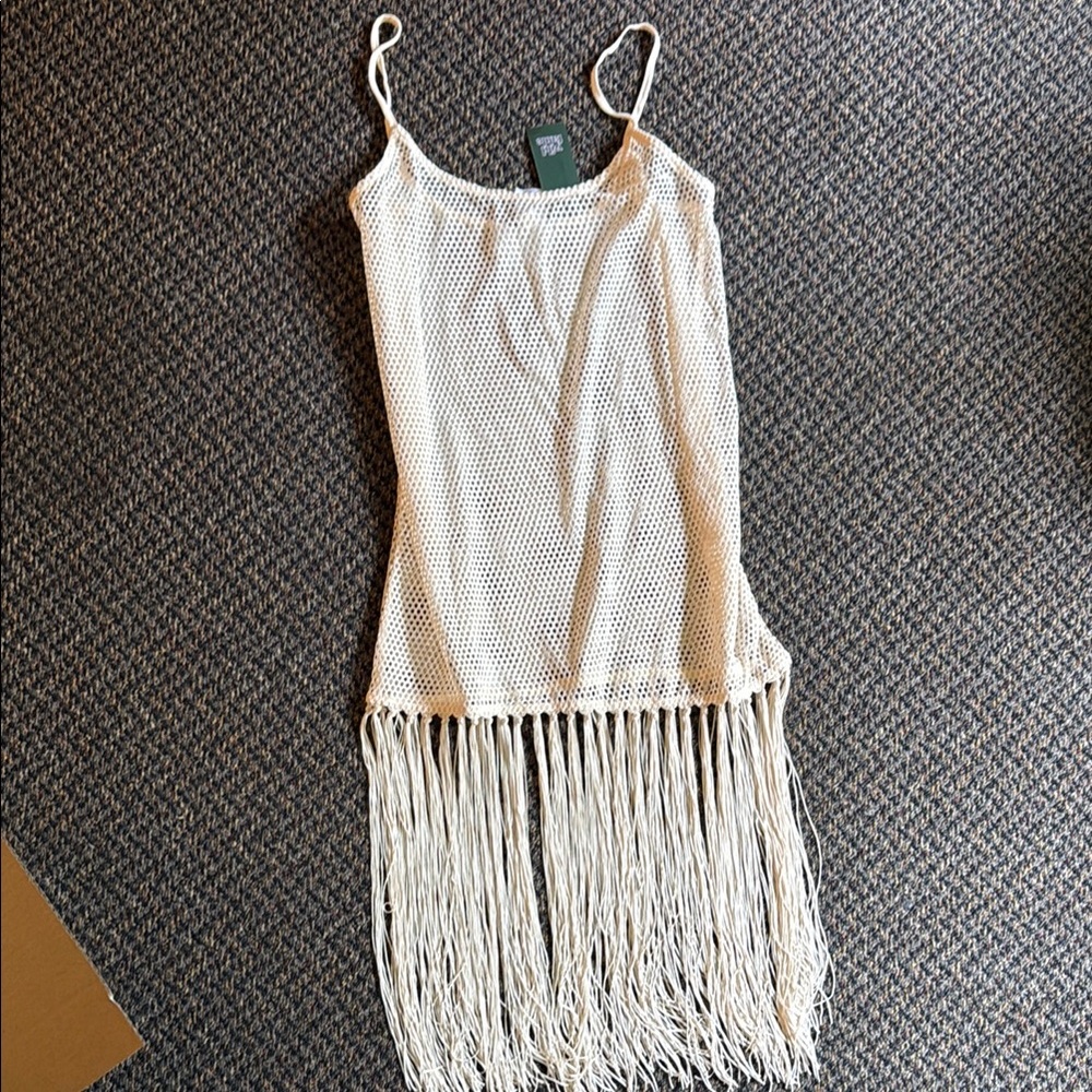 Wild Fable Cream Fringe Swim Coverup